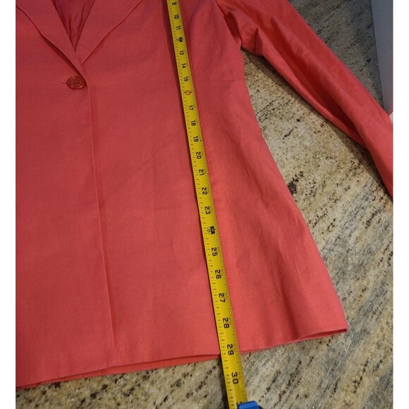 Linen Blend Blazer Women Sz 10 Lined blazer Pink 1 button Adolfo Studio - Picture 4 of 14